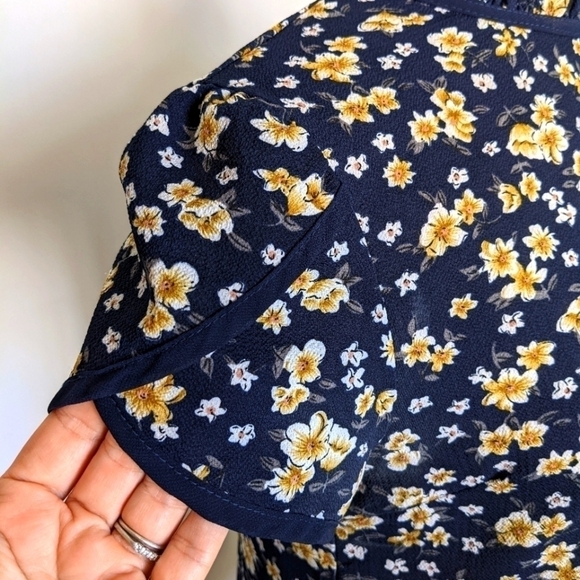 KEBUNUO Navy Blue Asian Style Short Sleeve Top XL/ M - Picture 9 of 12